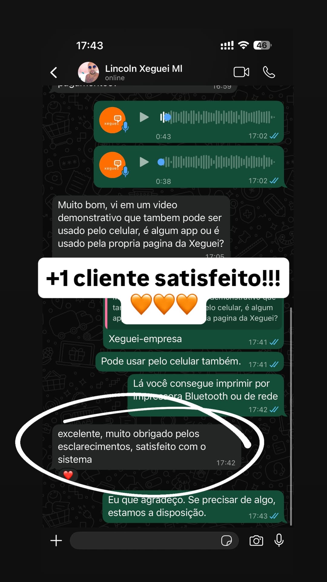 Depoimento de cliente Xeguei 3